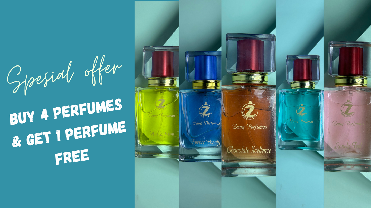 Buy 4 50ml Perfumes & Get 1 Free 50ml Perfume (Free Delivery)